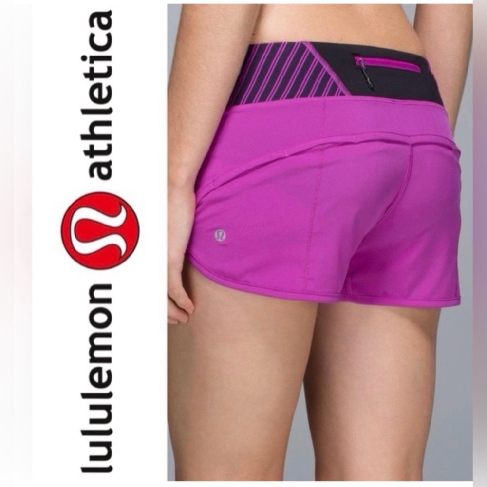 LULULEMON Run Speed Like New 4-Way Stretch Ultra Violet Shorts Sz:6